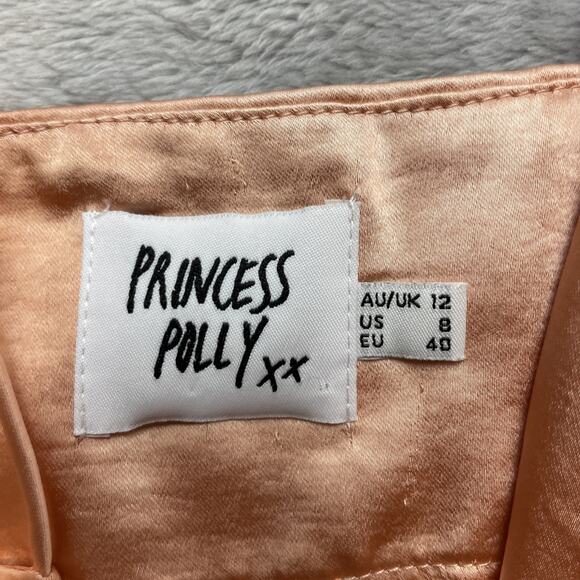 Princess Polly Fiery Feelings Satin Mini Dress Womens 8 Peach Drape Neck Slip‎ - Picture 4 of 11